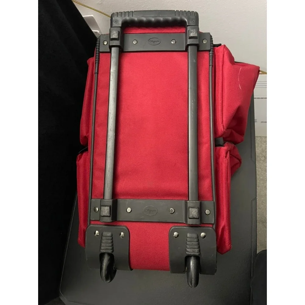 Olympia Sports Plus Red Rolling Duffel Bag Travel Luggage Retractable Handle
